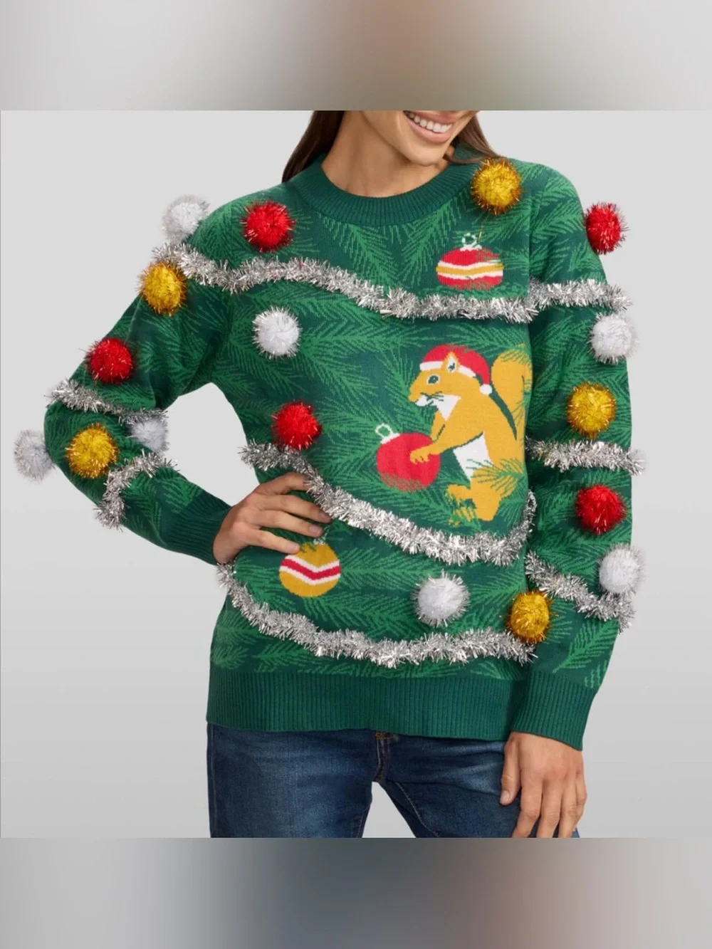 TIPSY ELVES WOMEN'S SQUIRRELIN' AROUND UGLY CHRISTMAS SWEATER SIZE XXL - Picture 2 of 5